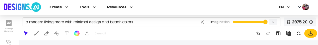 Designs AI image generator prompt