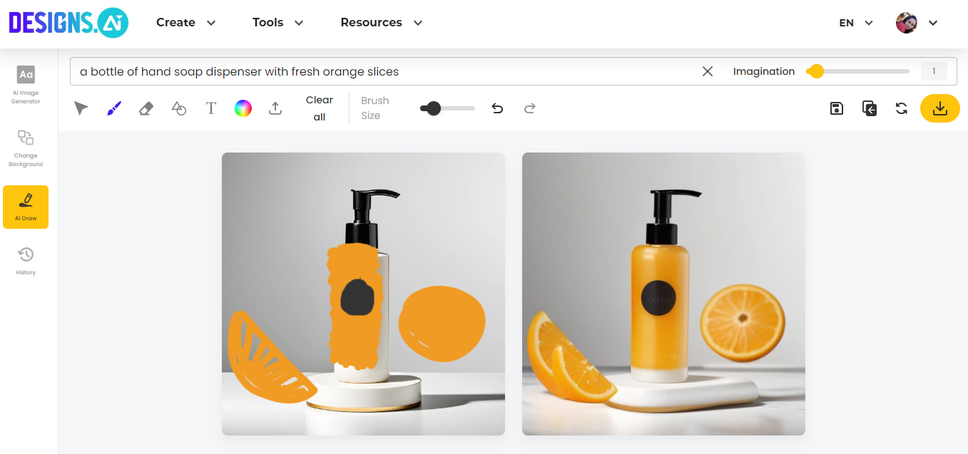 enhance image using Designs AI image generator from sketch